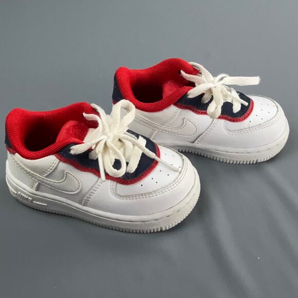 Nike Air Force 1 Low Toddler 6C White Red Navy BV1086-101 Classic Sneakers - Picture 1 of 9